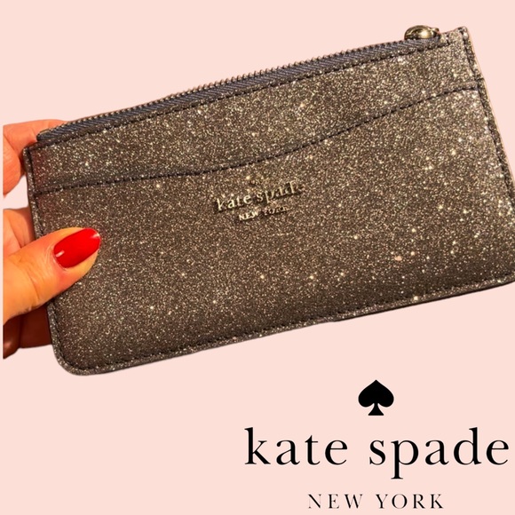 Kate Spade Glitter Large slim cardholder with zipper. - Picture 4 of 8